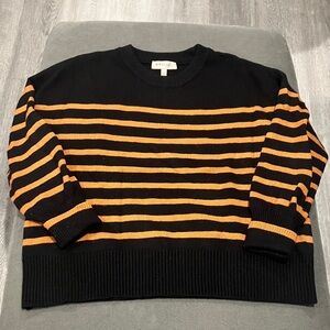 Philosophy Black and Orange Striped Crewneck Sweater